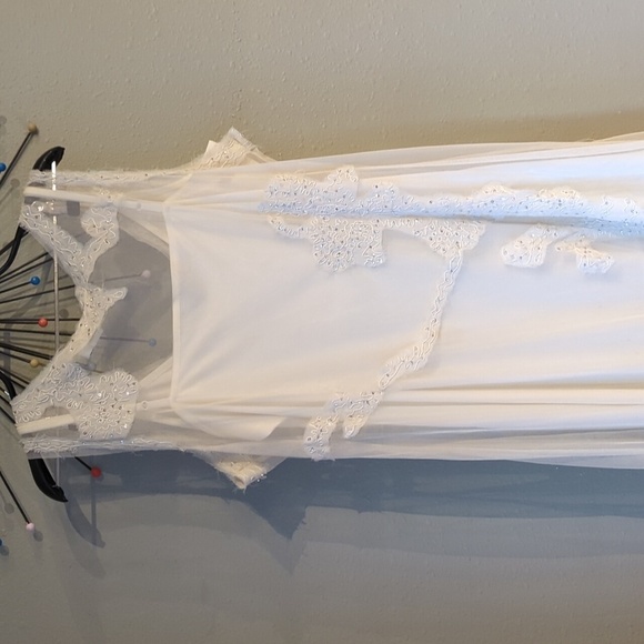 Y2k Newport News Ivory Sheer Beaded Maxi Dress Fairy Whimsigoth Wedding Vintage - Picture 9 of 13